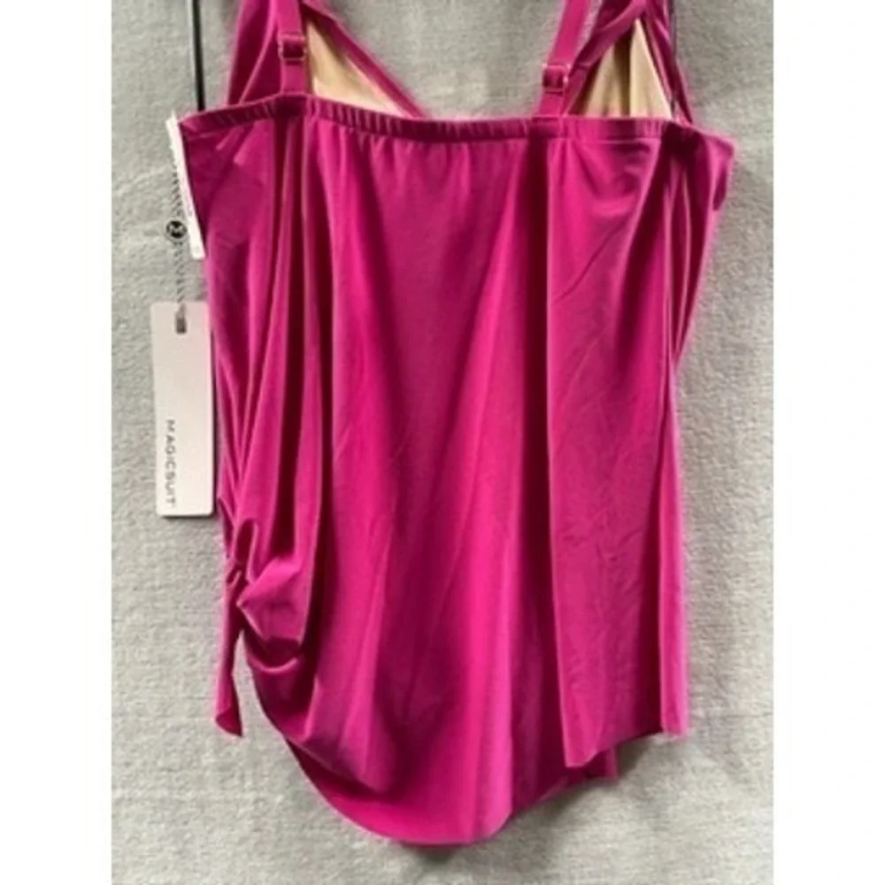 Magicsuit Women Ruby Red Draped Cowl Neck Side Tie‎ Tankini Swim Top Size 8 NEW